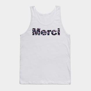 Thank you, with colored letters with dots in French language Tank Top